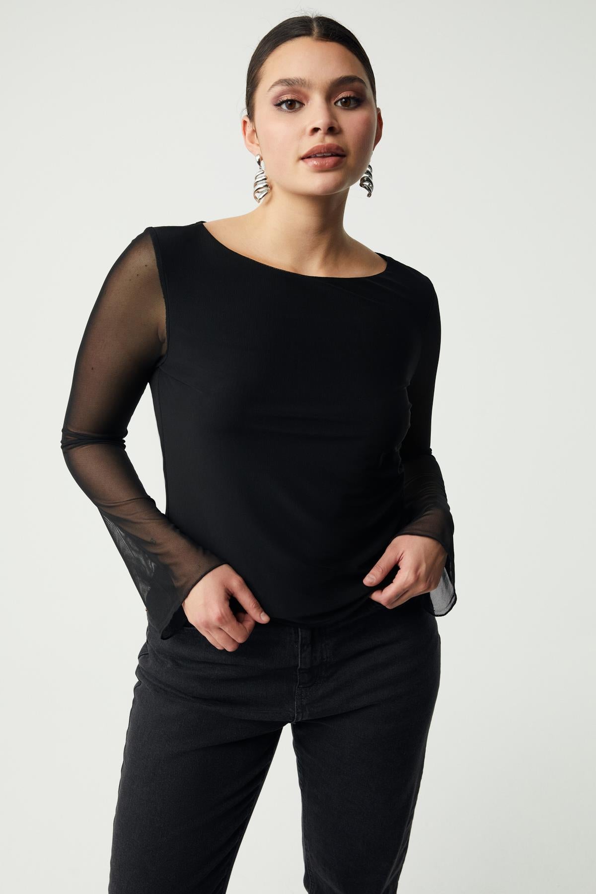 ETHIQUET LEONABB Damen Plus Size Bluse Schwarz