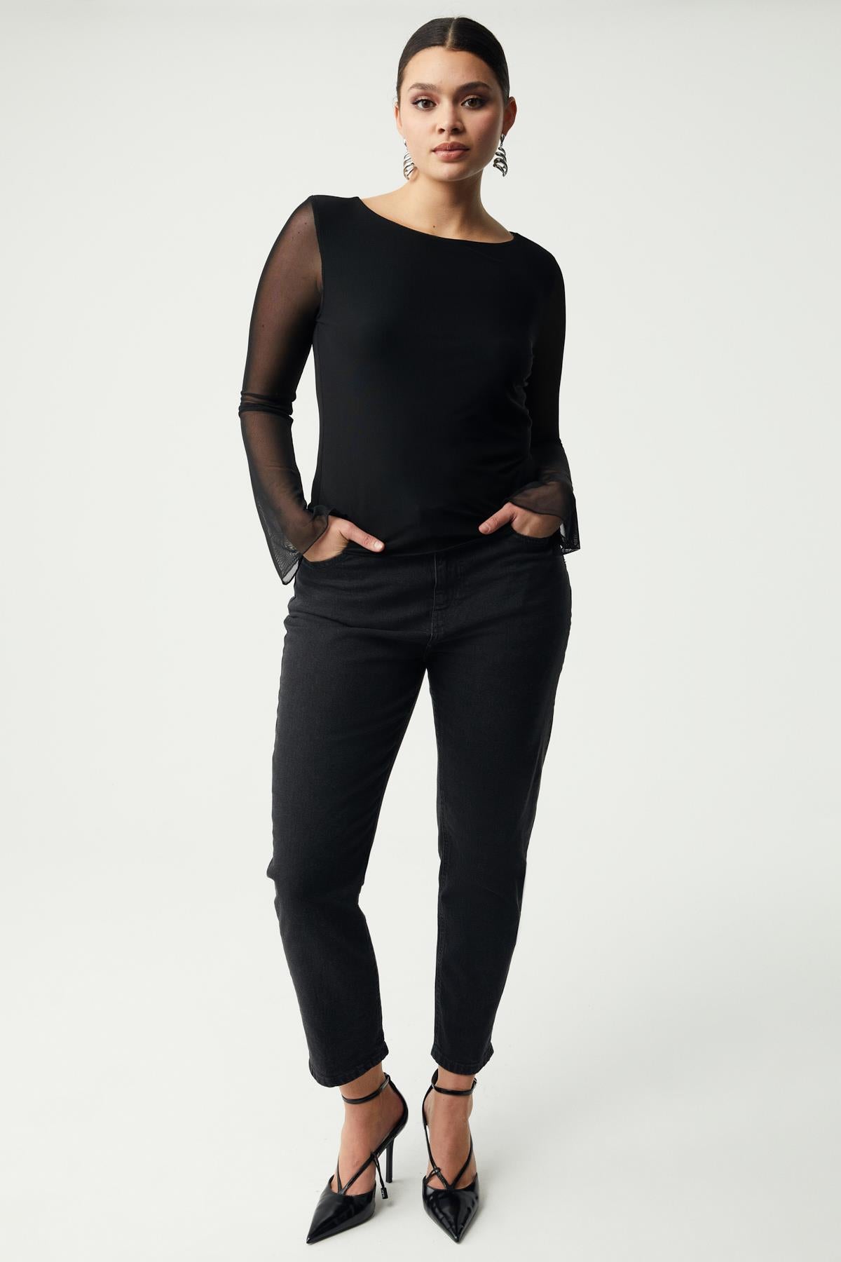 ETHIQUET LEONABB Damen Plus Size Bluse Schwarz