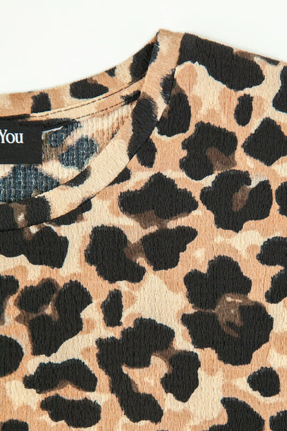 Leopardenmuster T-Shirt mit Schlitz