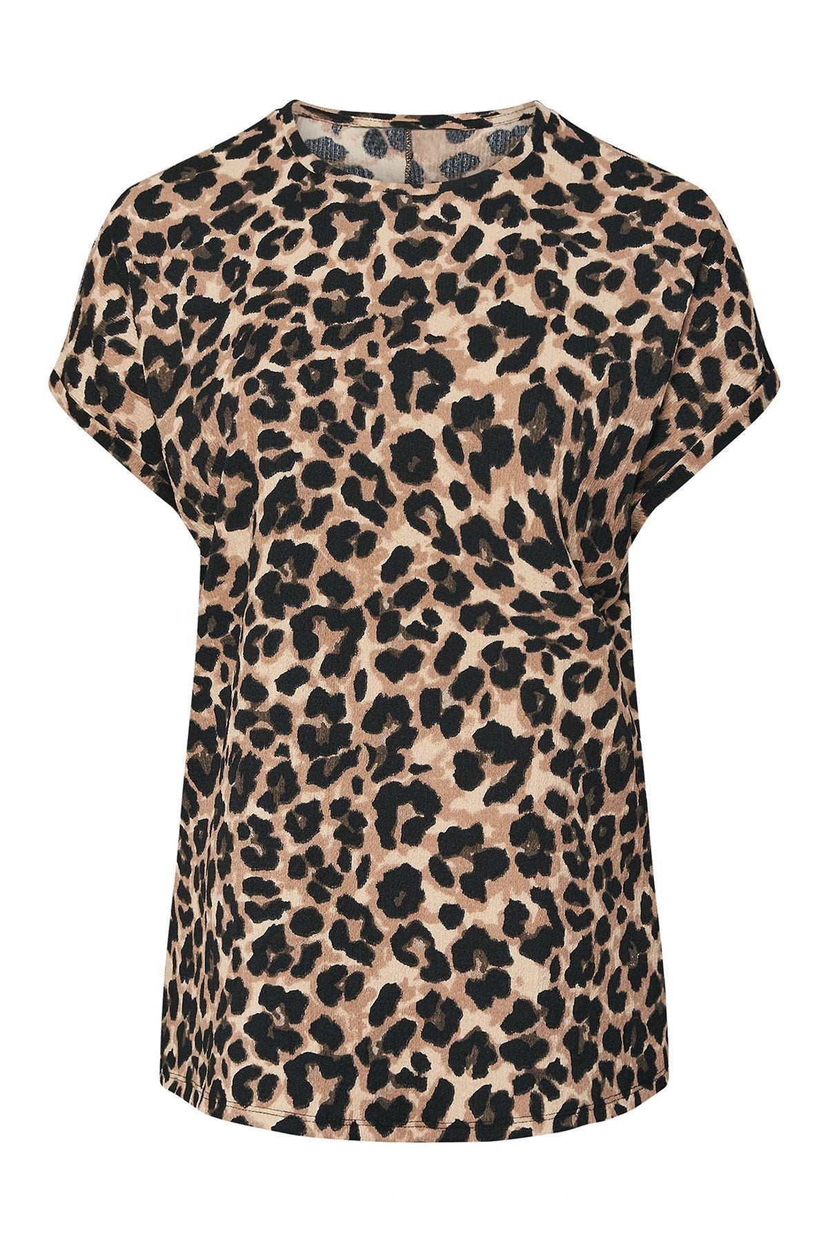 Leopardenmuster T-Shirt mit Schlitz