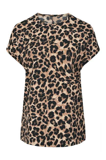 Leopardenmuster T-Shirt mit Schlitz