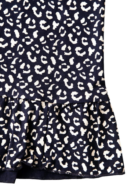 Leopardenmuster Midi Kleid mit Rückenausschnitt