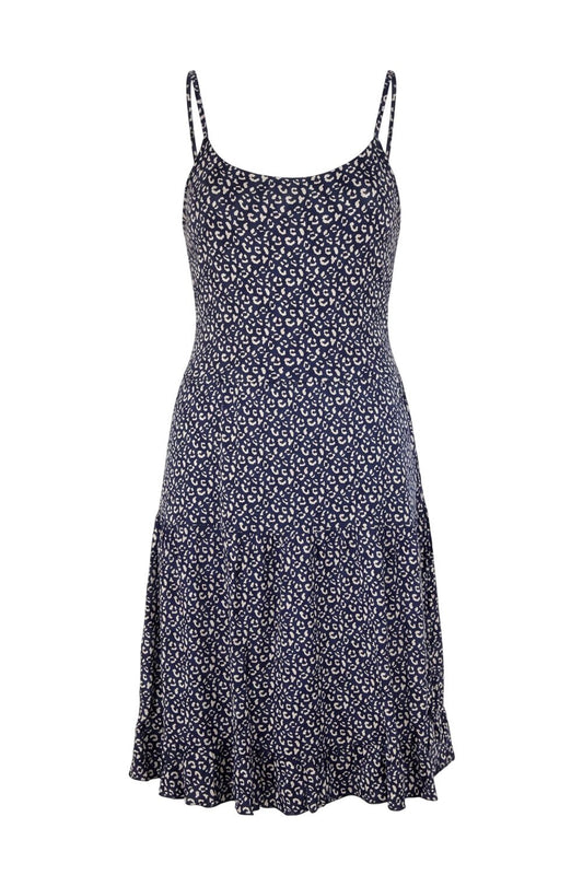 Leopardenmuster Midi Kleid mit Rückenausschnitt