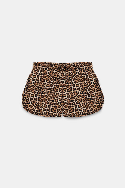 Mini-Shorts mit Leopardenmuster und Kordelzug im Bund