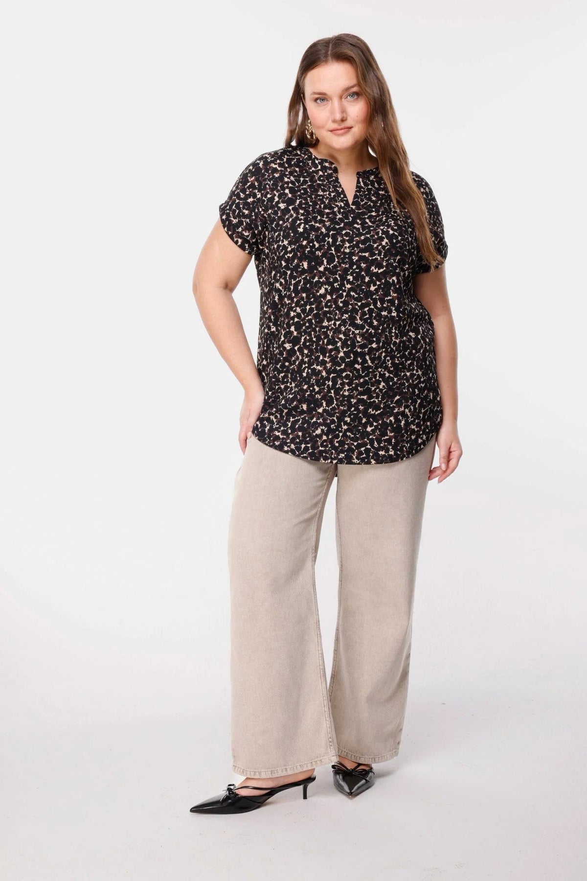 Bluse mit Leopardenmuster und Struktur