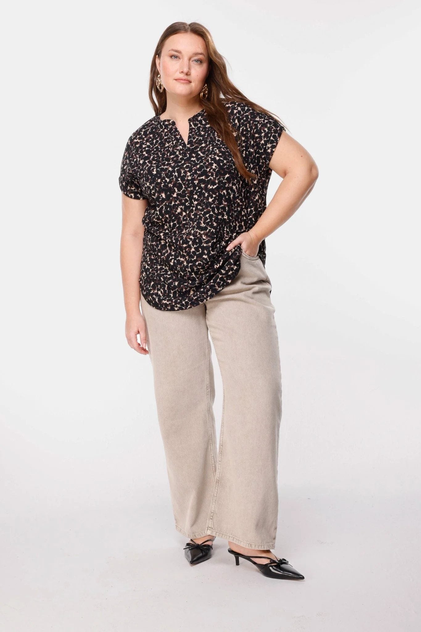 Bluse mit Leopardenmuster und Struktur