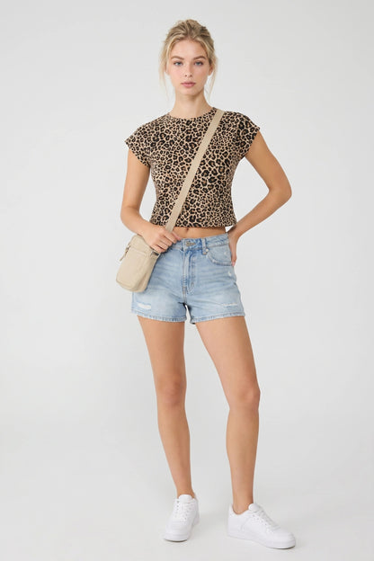 Leopardenmuster Kurzarm T-Shirt
