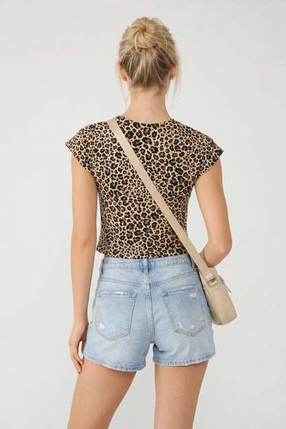Leopardenmuster Kurzarm T-Shirt