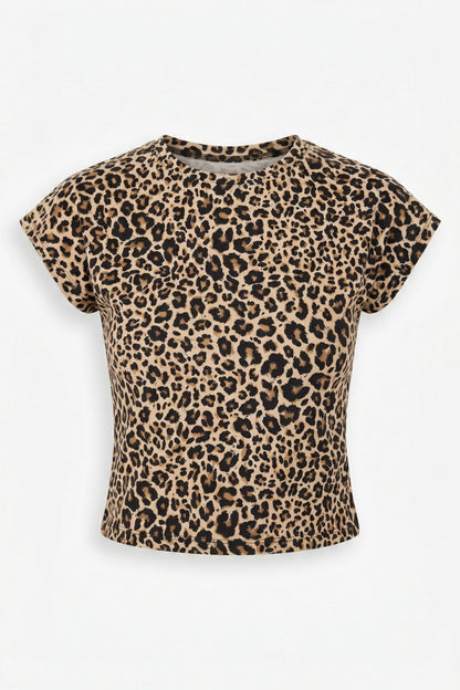Leopardenmuster Kurzarm T-Shirt