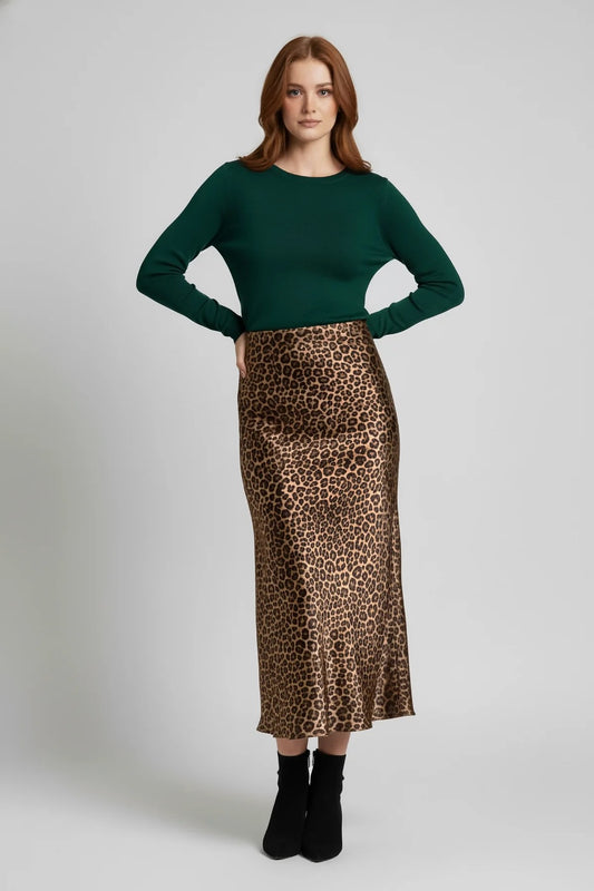 Leopardenmuster Midi-Rock