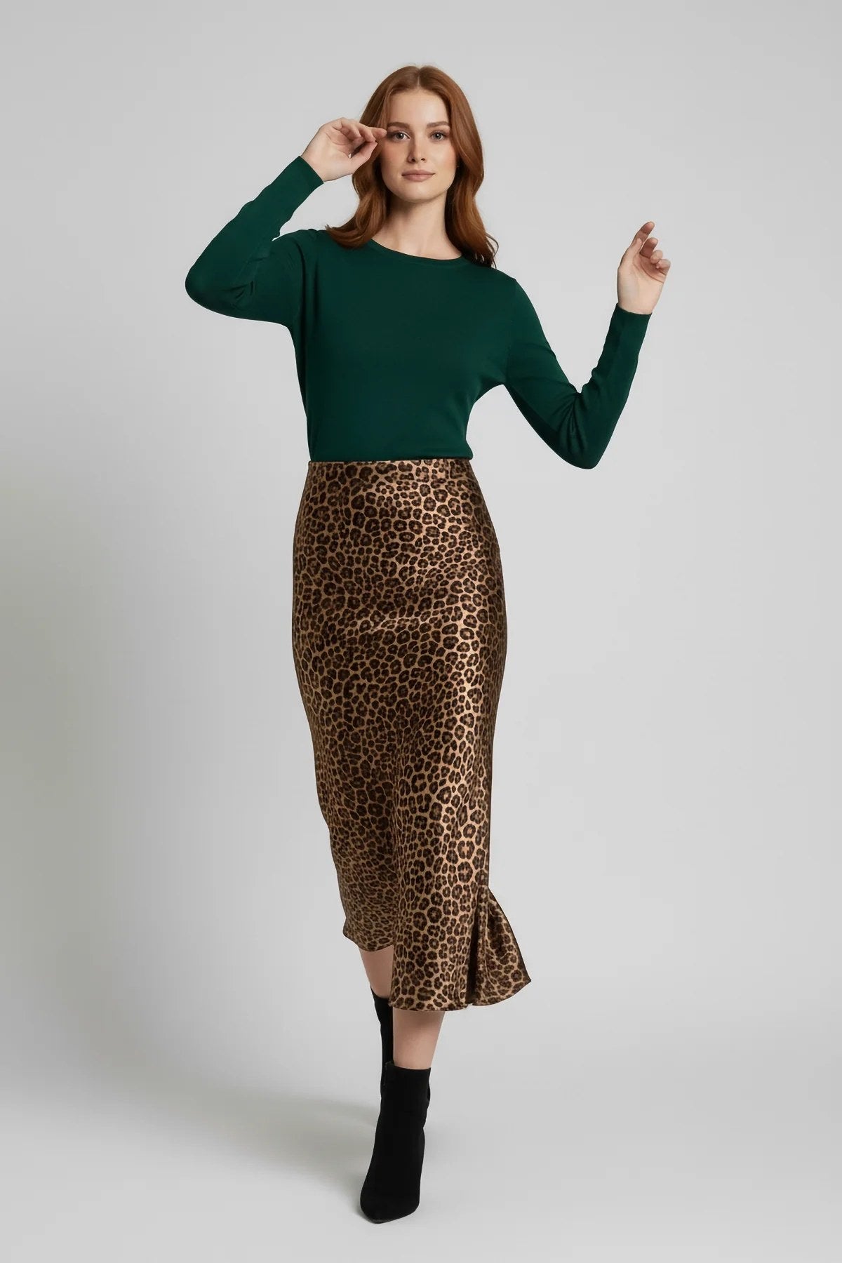 Leopardenmuster Midi-Rock