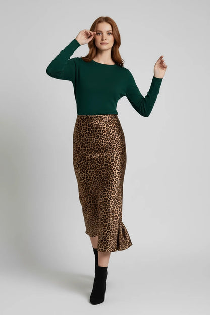 Leopardenmuster Midi-Rock