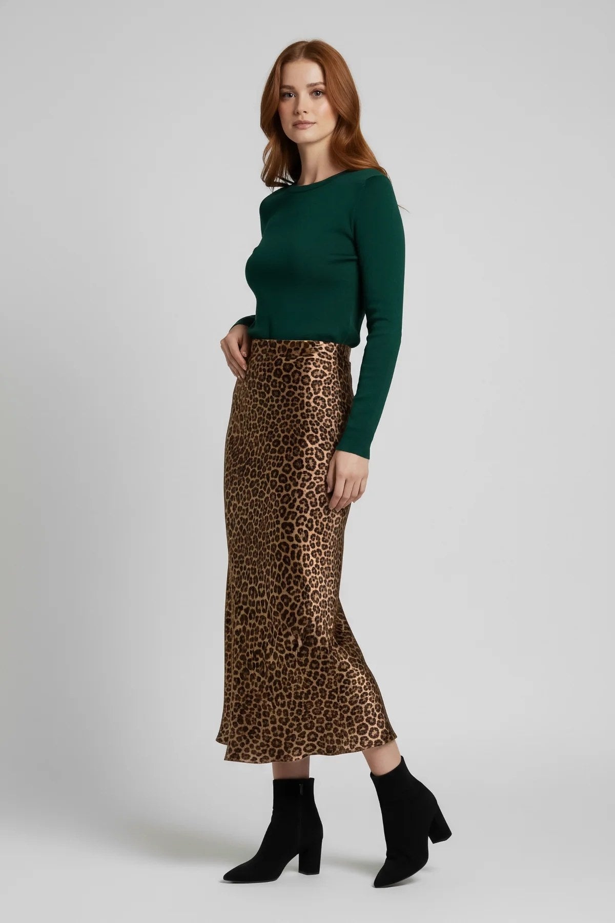 Leopardenmuster Midi-Rock