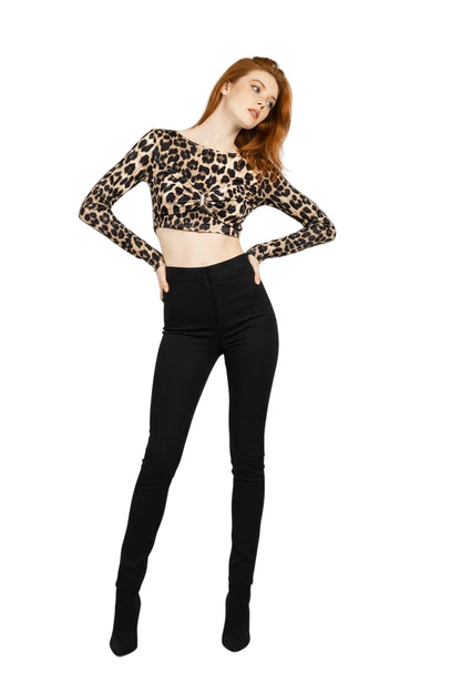 Crop-Bluse mit Leopardenmuster