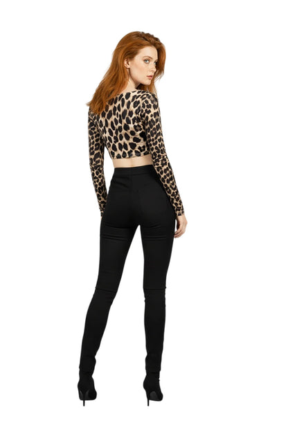 Crop-Bluse mit Leopardenmuster