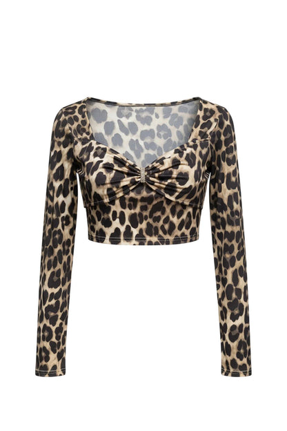 Crop-Bluse mit Leopardenmuster