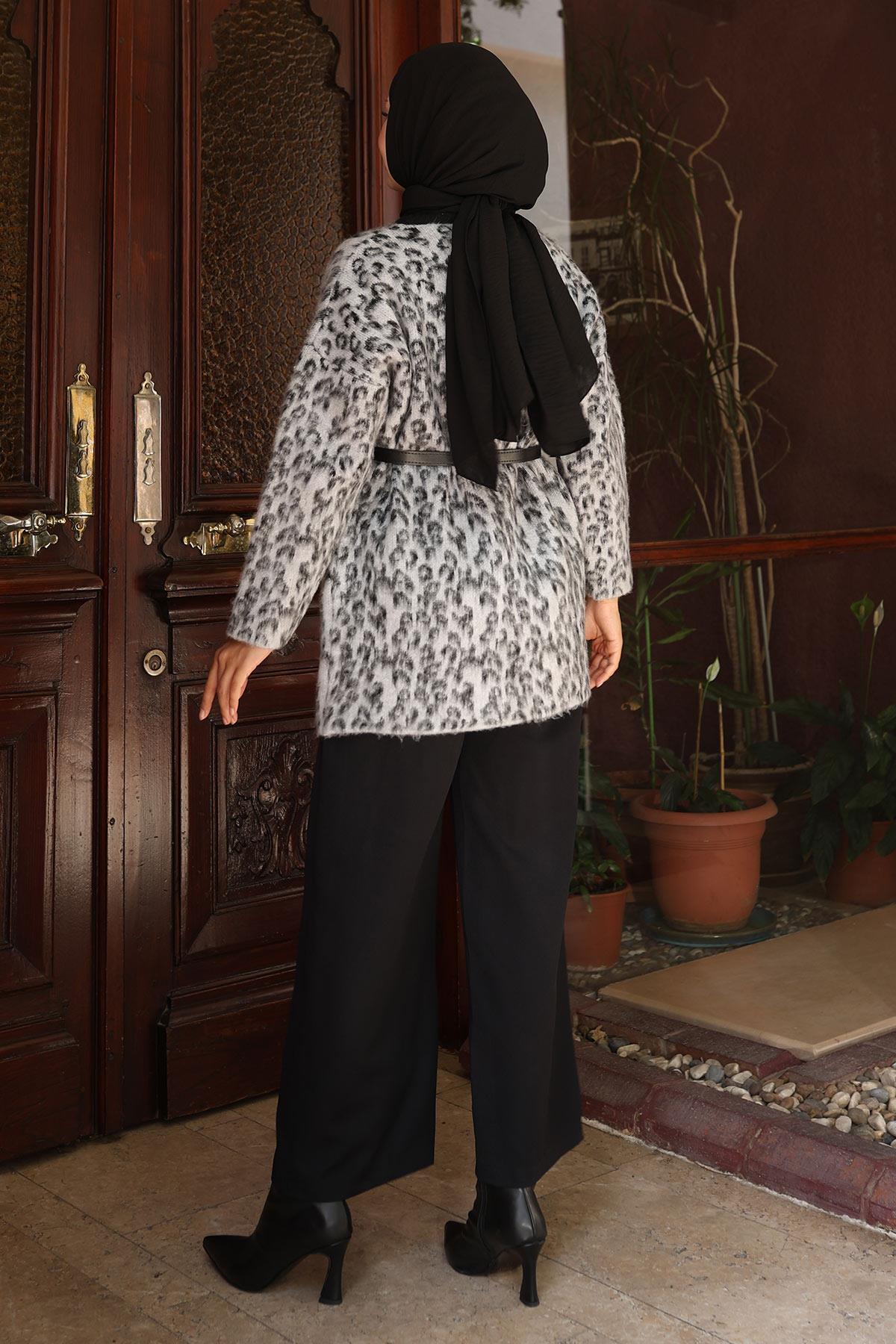 Leopardenmuster Strickset Schwarz 6147