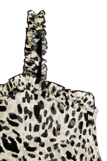 Leopardenmuster Rüschenträgershirt