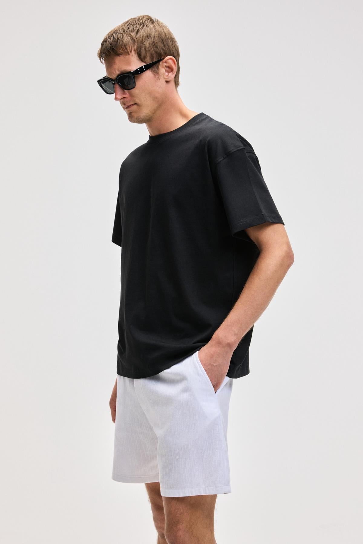GRIMELANGE LEYTON Herren Leinenmix Shorts Weiß