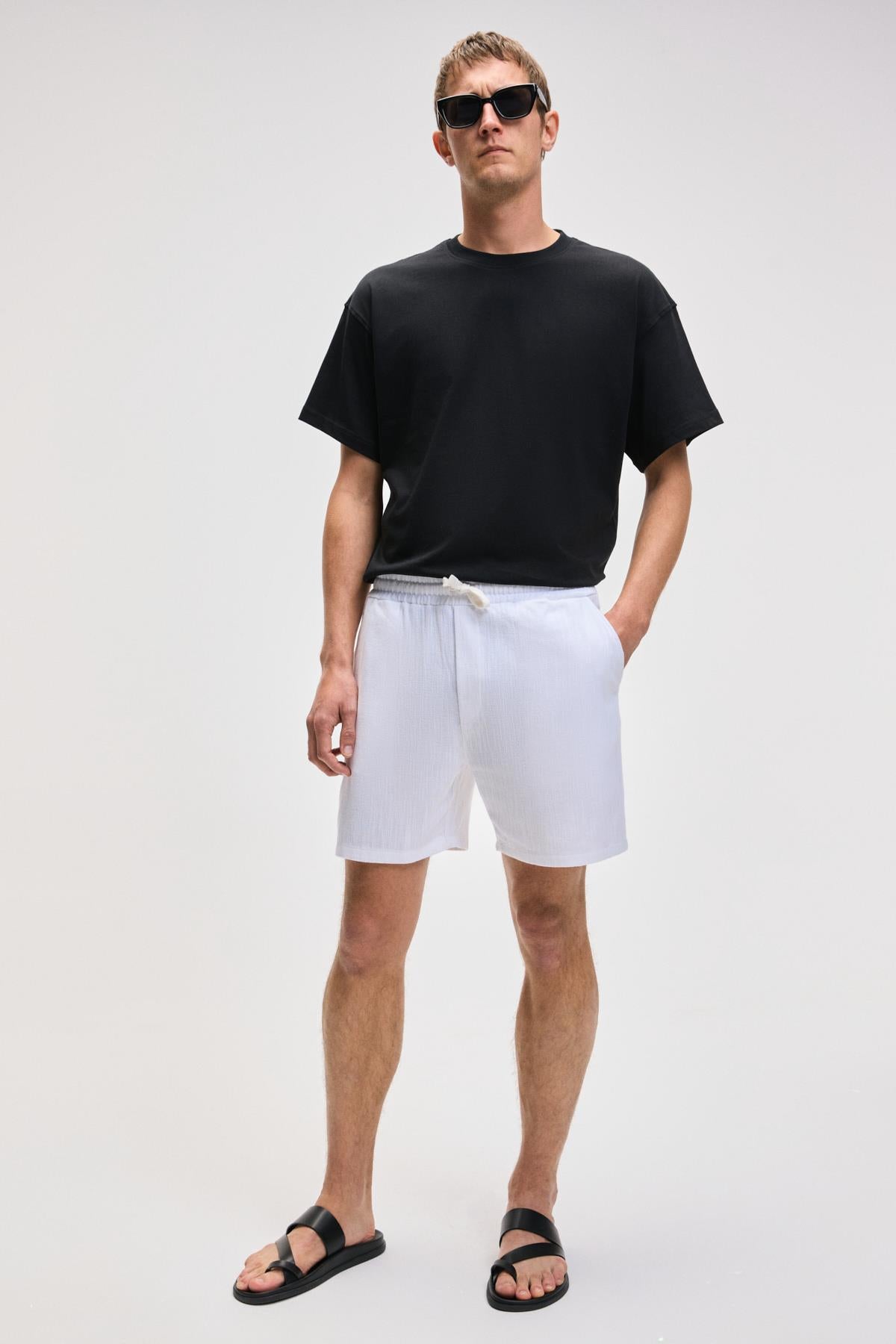 GRIMELANGE LEYTON Herren Leinenmix Shorts Weiß