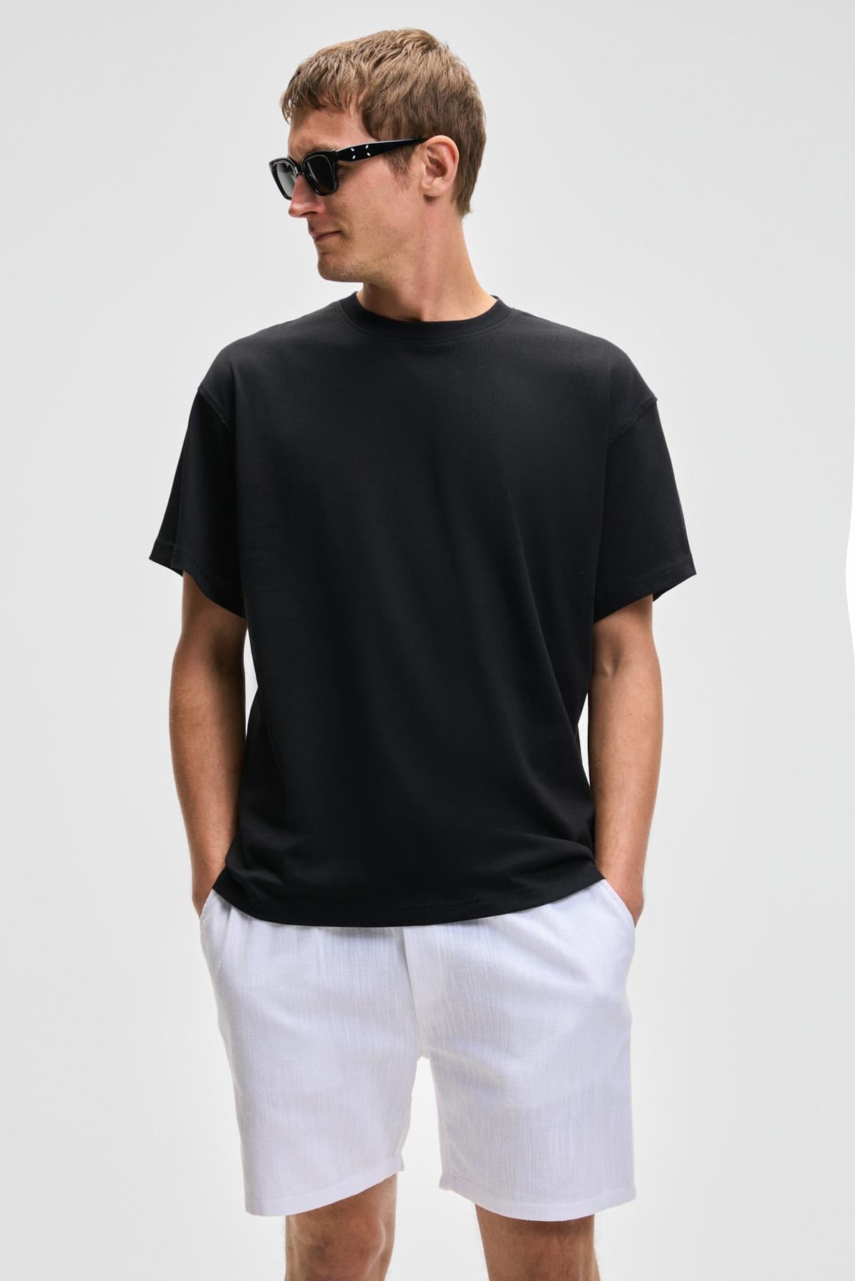 GRIMELANGE LEYTON Herren Leinenmix Shorts Weiß