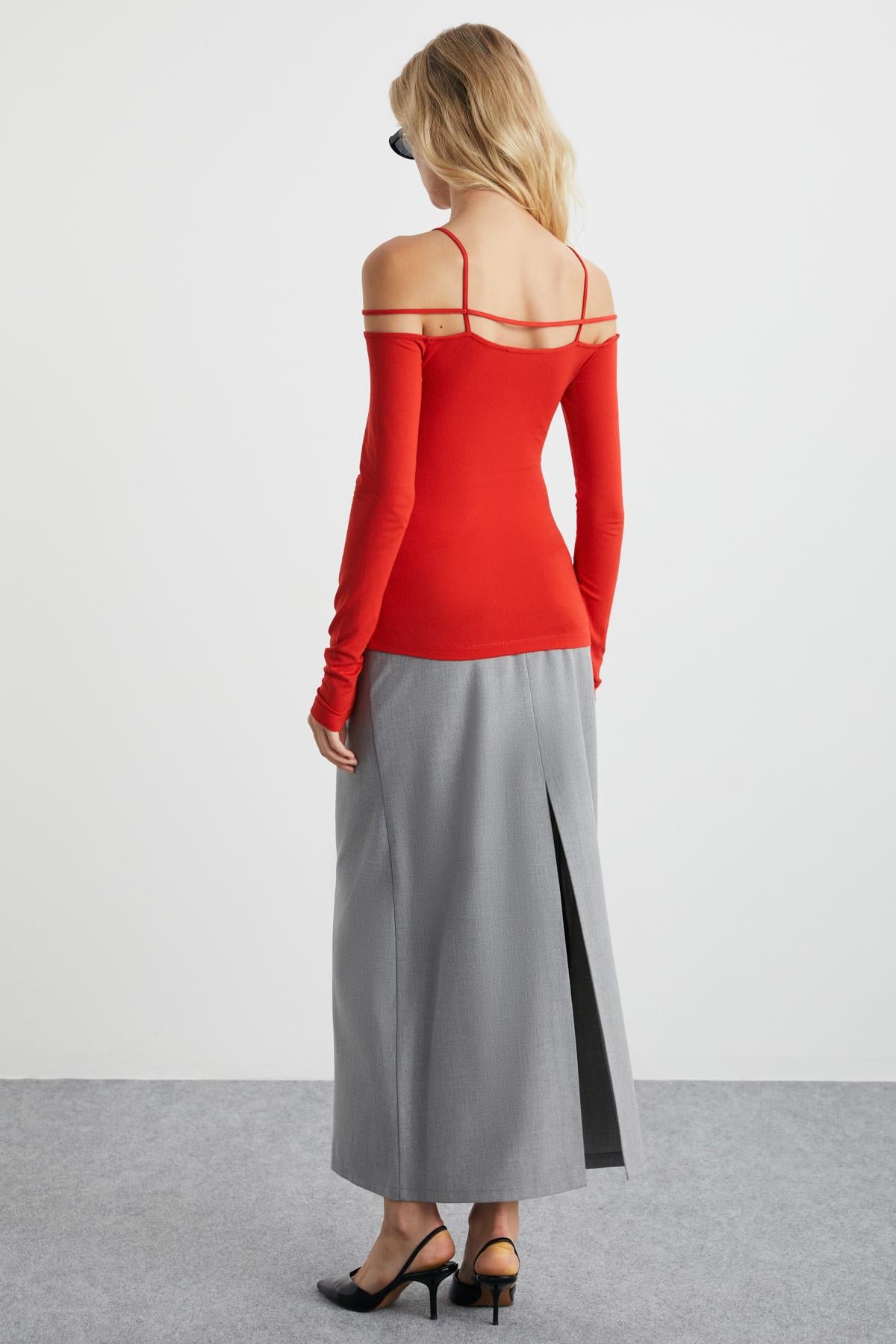 ETHIQUET LIADAN Damen Bluse aus Viskose-Lycra Rot