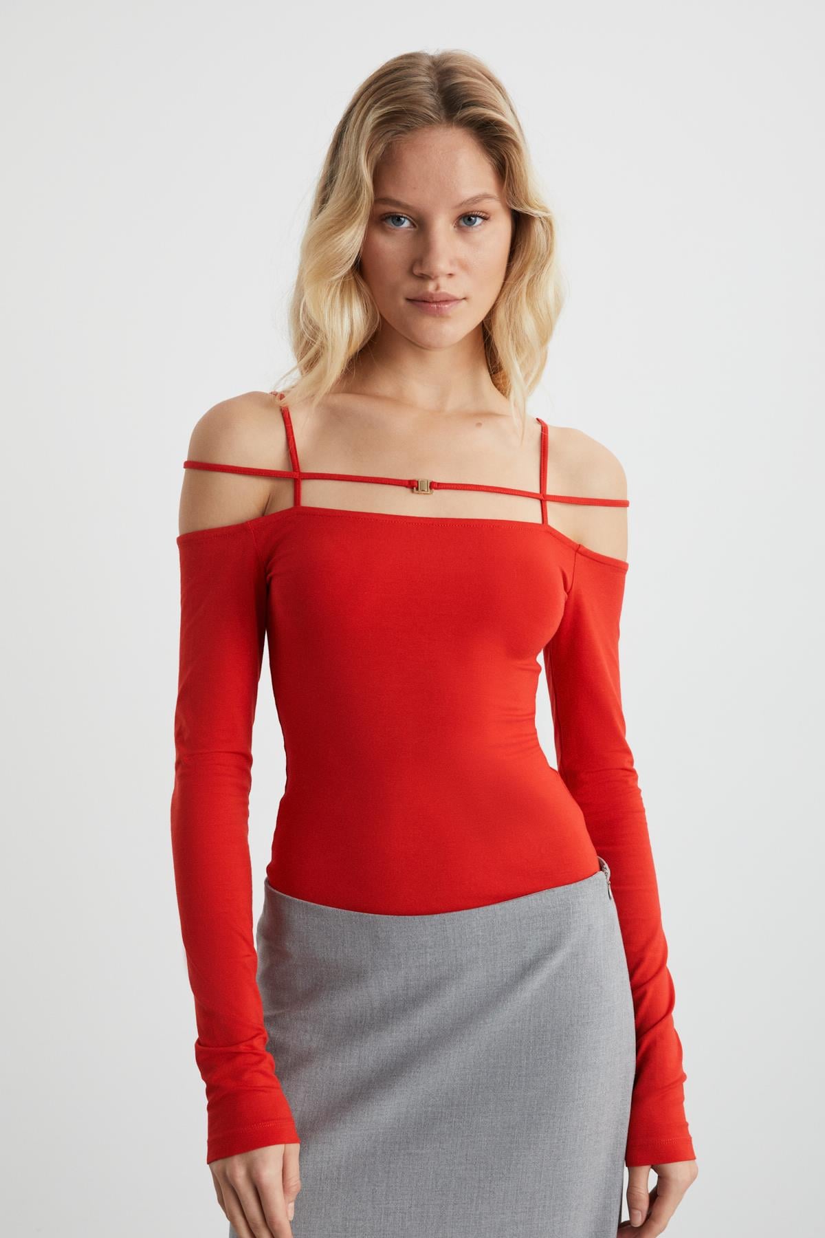 ETHIQUET LIADAN Damen Bluse aus Viskose-Lycra Rot