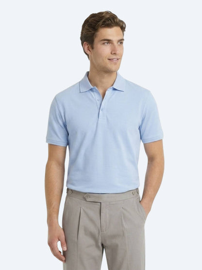 Helles Blau Unifarben 100% Baumwoll-T-Shirt