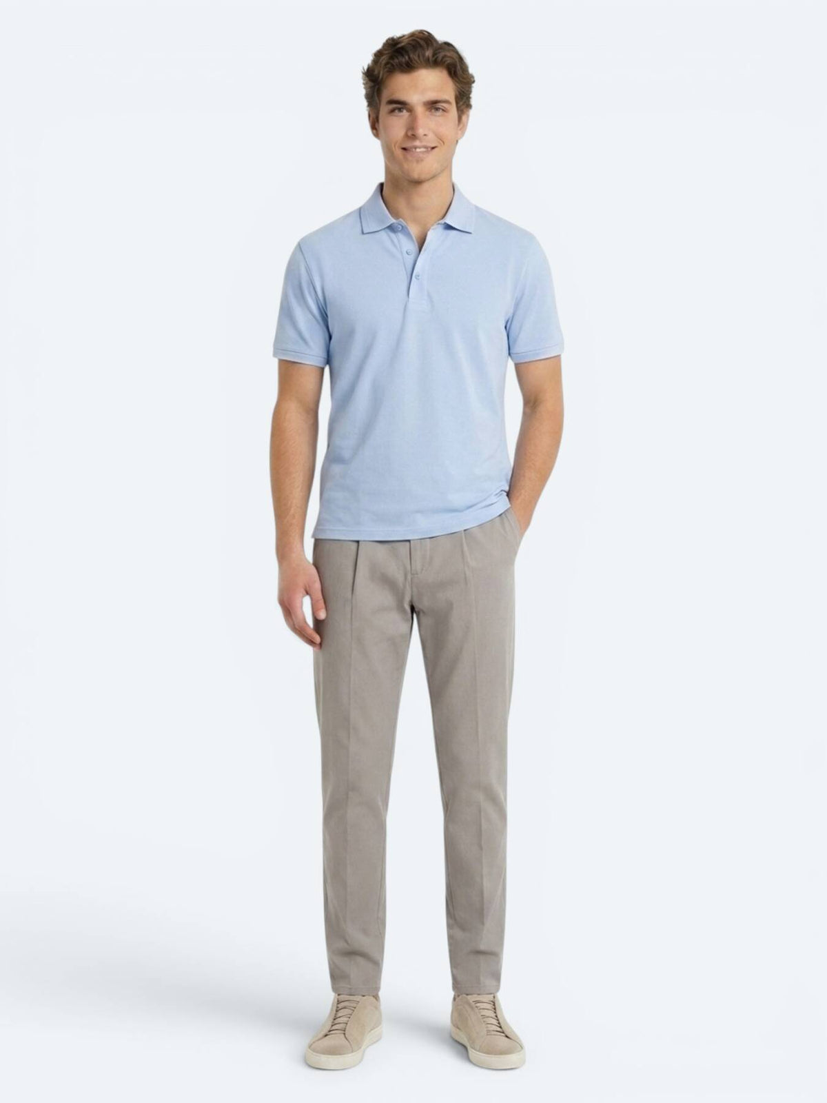 Helles Blau Unifarben 100% Baumwoll-T-Shirt
