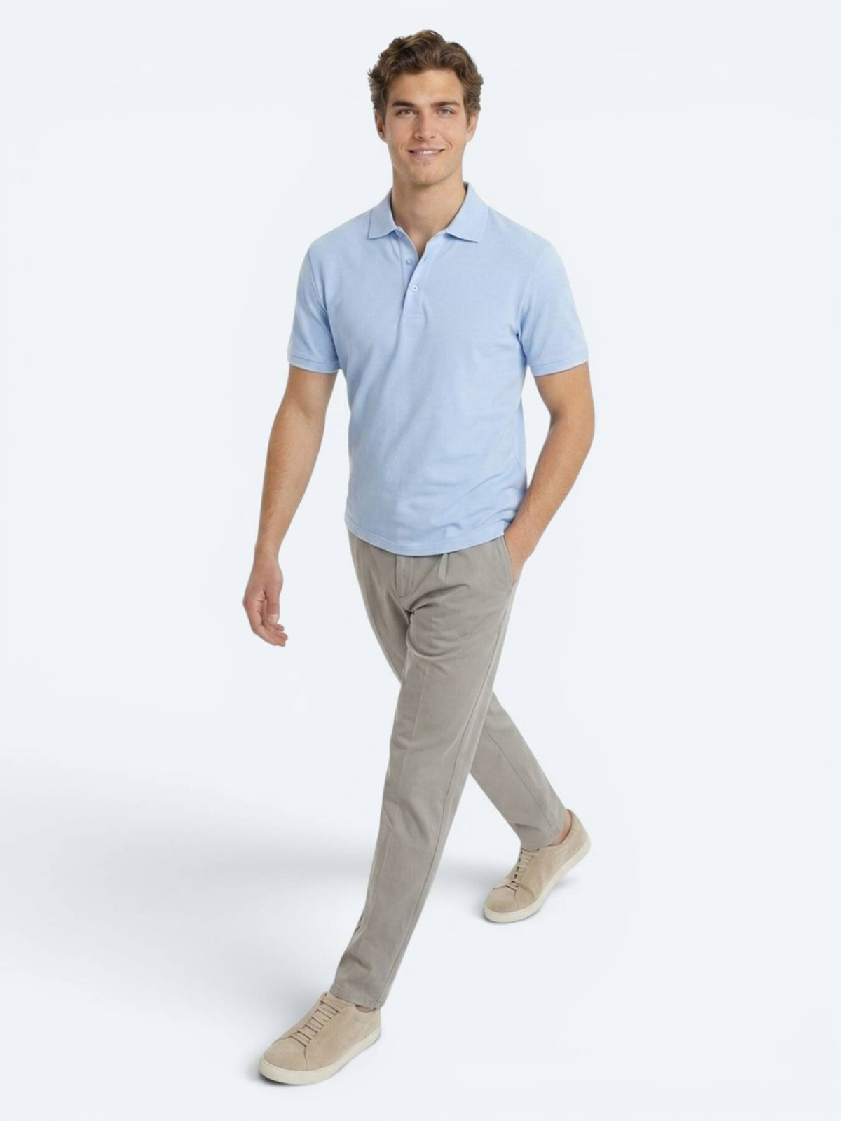 Helles Blau Unifarben 100% Baumwoll-T-Shirt