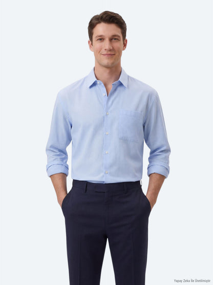 Hellblaues Oversize Gewebe Casual Hemd