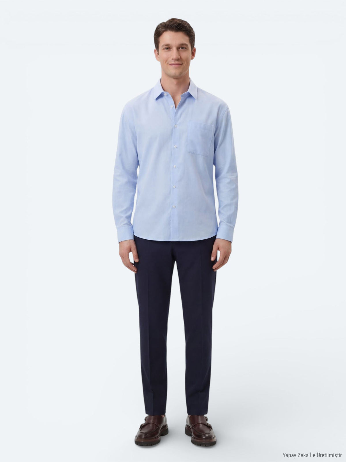 KİP Hellblaues Oversize Gewebe Casual Hemd