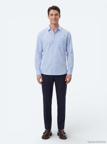 Hellblaues Oversize Gewebe Casual Hemd