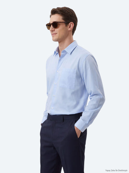 Hellblaues Oversize Gewebe Casual Hemd