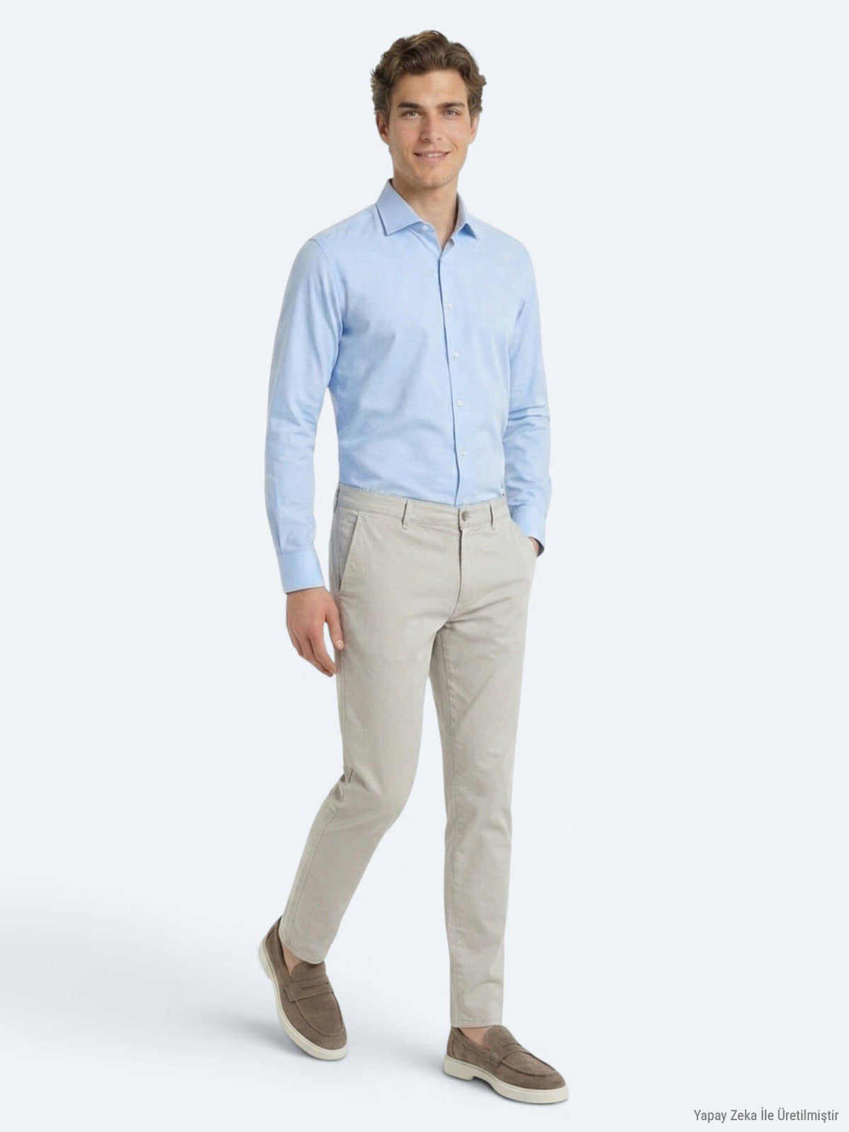 Helles Blau Regular Fit Baumwollhemd