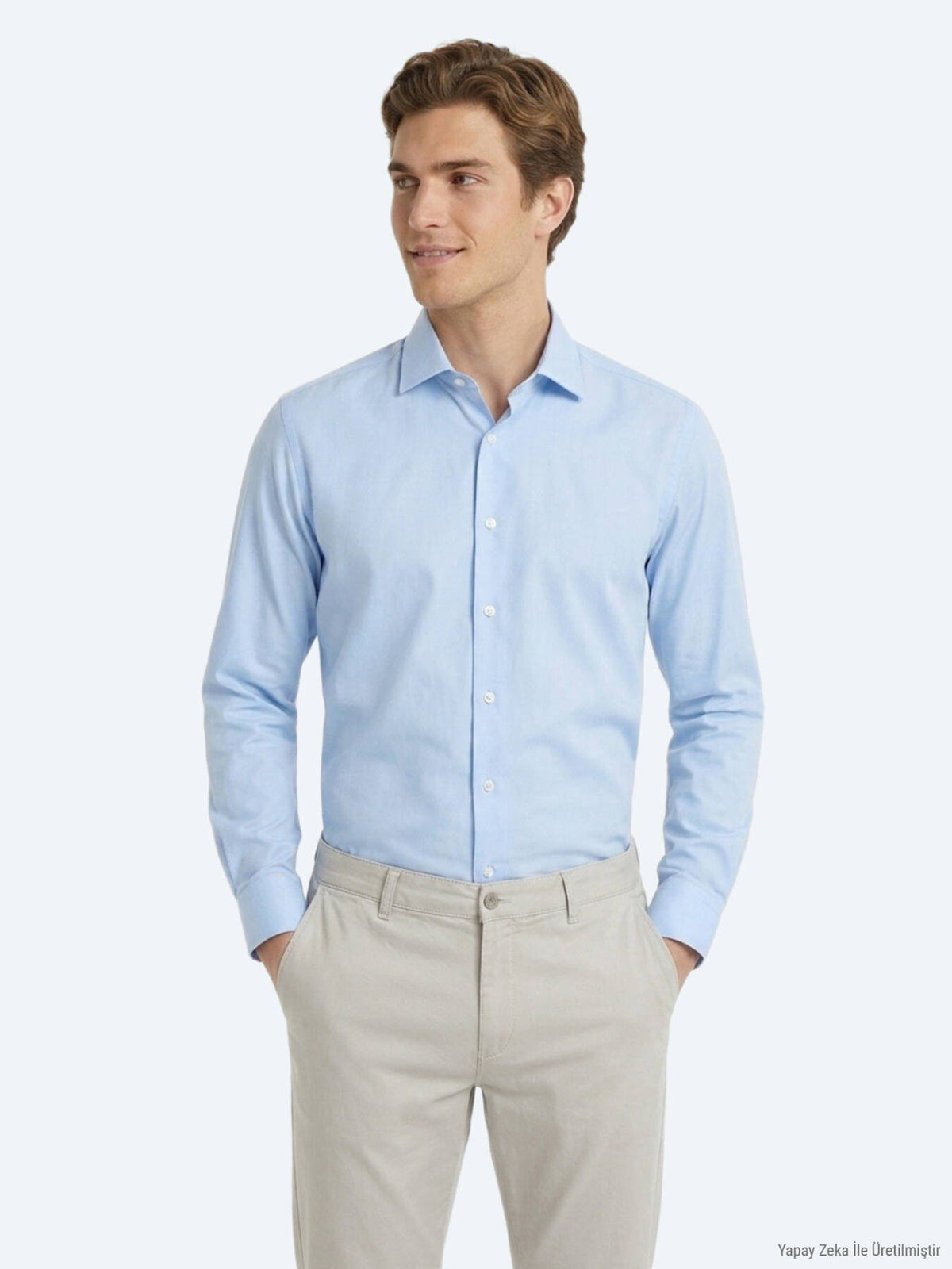 Helles Blau Regular Fit Baumwollhemd