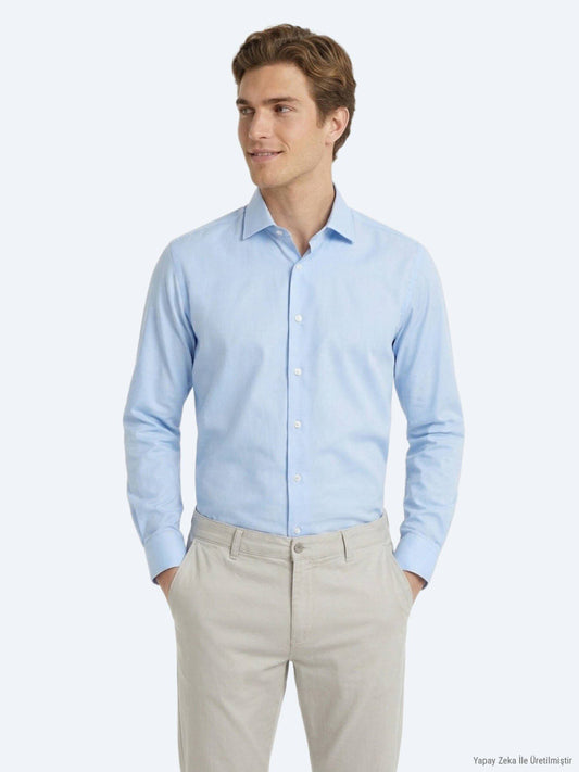 Helles Blau Regular Fit Baumwollhemd