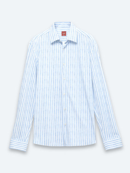 Hellblau Gestreiftes Freizeitshirt Regular Fit