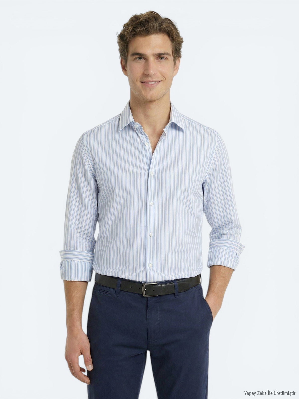 KİP Hellblau Gestreiftes Freizeitshirt Regular Fit