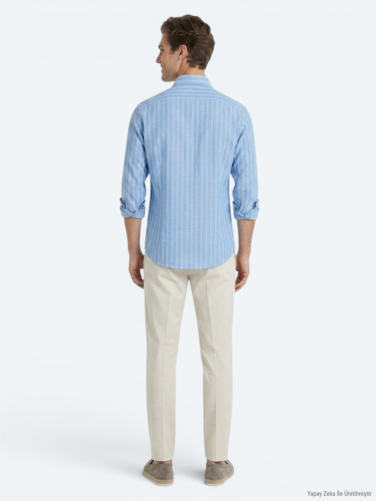 KİP Hellblau Gestreiftes Regular Fit Hemd 100% Baumwolle Light blue