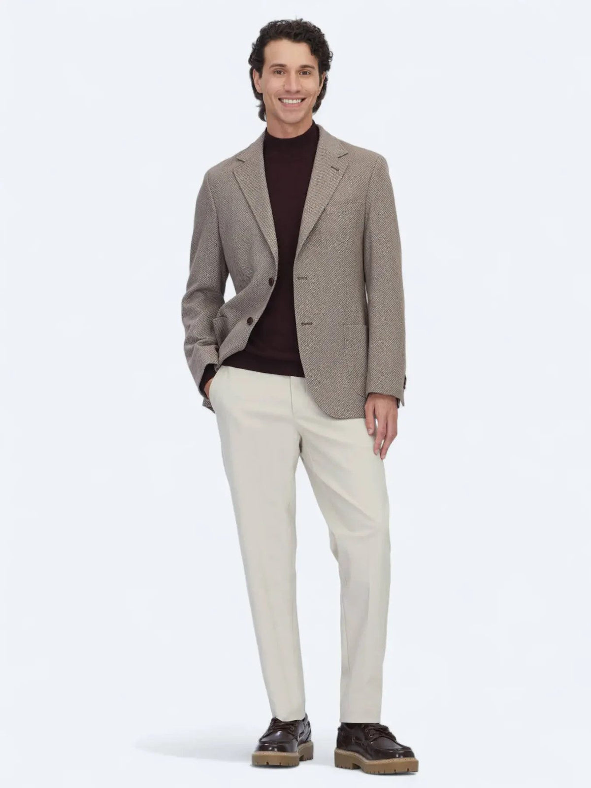 Hellbraune gemusterte moderne Wolljacke