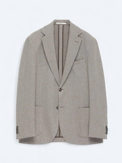 Hellbraune gemusterte moderne Wolljacke