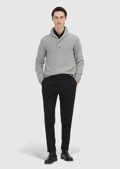 Hellgraues Strick-Sweatshirt