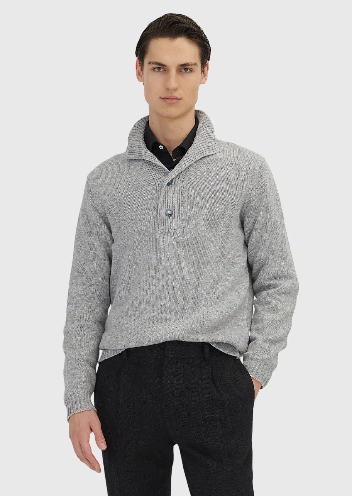 Hellgraues Strick-Sweatshirt
