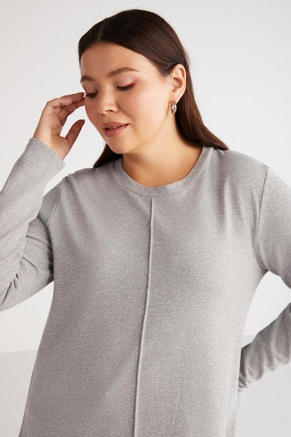 Damen Plus Size Asymmetrische Rippbluse