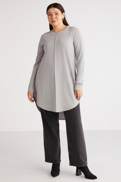 Damen Plus Size Asymmetrische Rippbluse