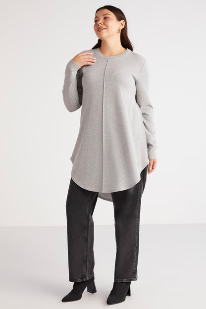 Damen Plus Size Asymmetrische Rippbluse