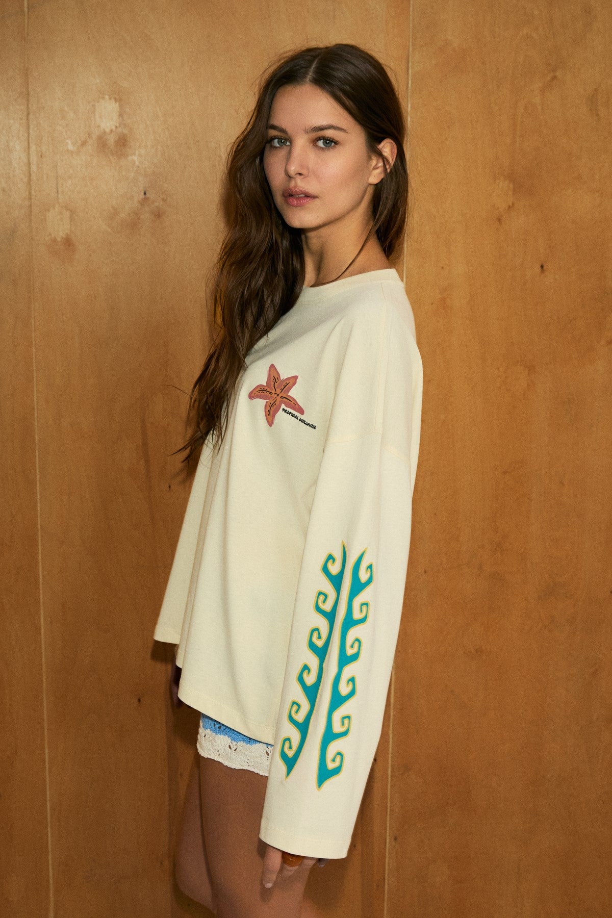 GRIMELANGE LILIUM Bio-Baumwoll-Shirt Bedruckt Creme