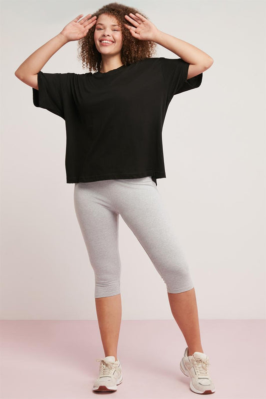 LILY Damen Rippen-Leggings Wadenlang