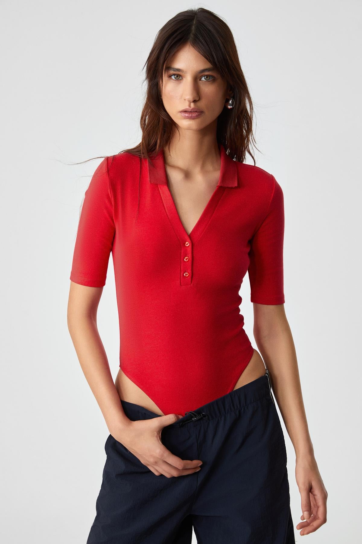 LOKKISER Damen Knopfbluse